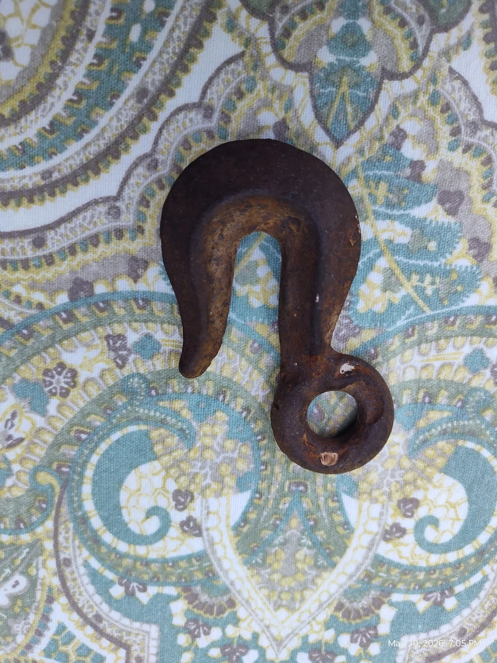Rustic Rusty Metal Tow Hook Barn or Garage Themed Decor Smaller Size